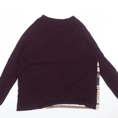 Zara Womens Purple Striped Polyester Basic Blouse Size S Boat Neck