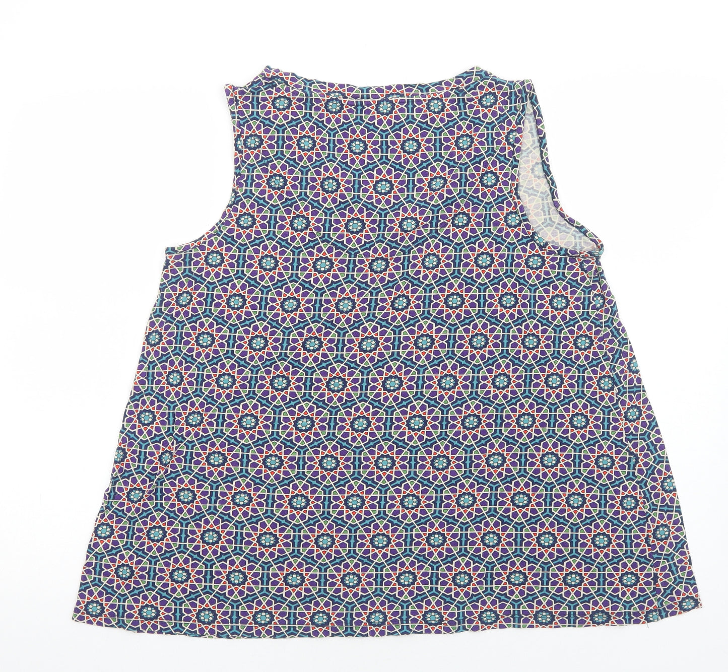TU Womens Purple Geometric Viscose Basic Tank Size 14 Scoop Neck
