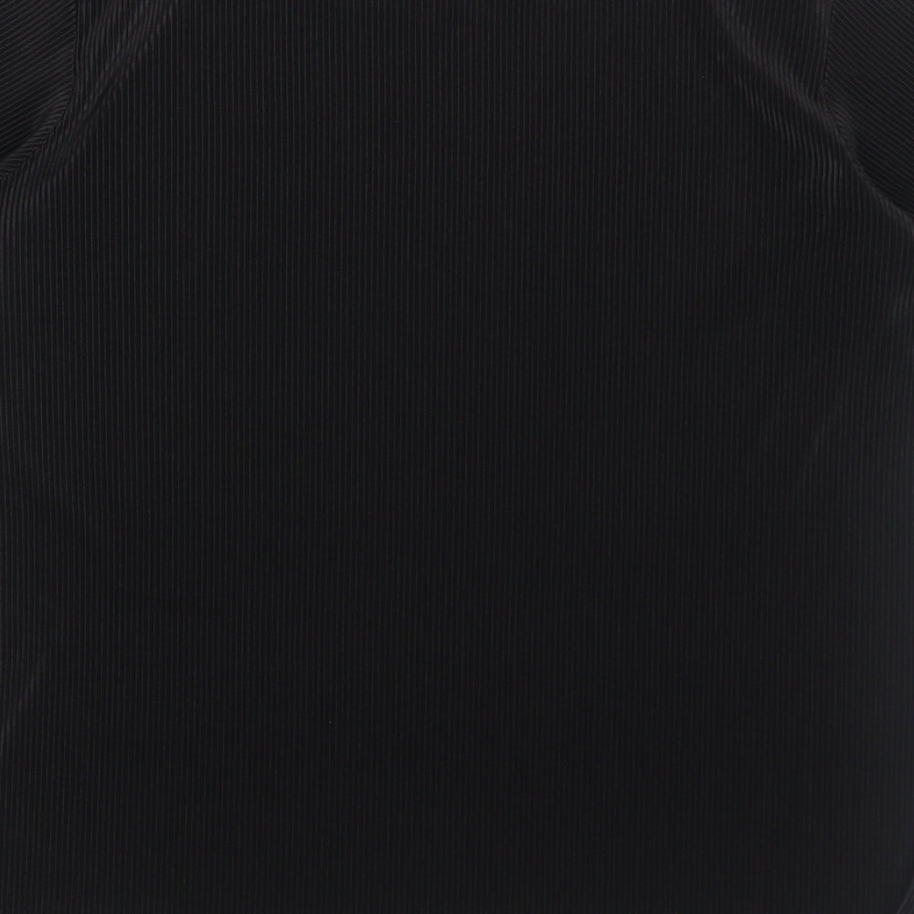 Bonmarché Womens Black Polyester Basic T-Shirt Size 12 Round Neck - Plisse