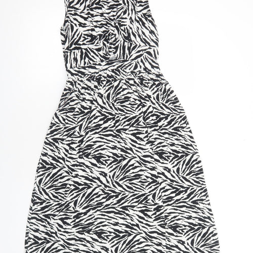 Warehouse Womens White Animal Print Viscose A-Line Size 10 Boat Neck Pullover