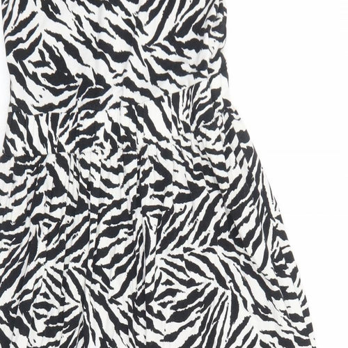 Warehouse Womens White Animal Print Viscose A-Line Size 10 Boat Neck Pullover