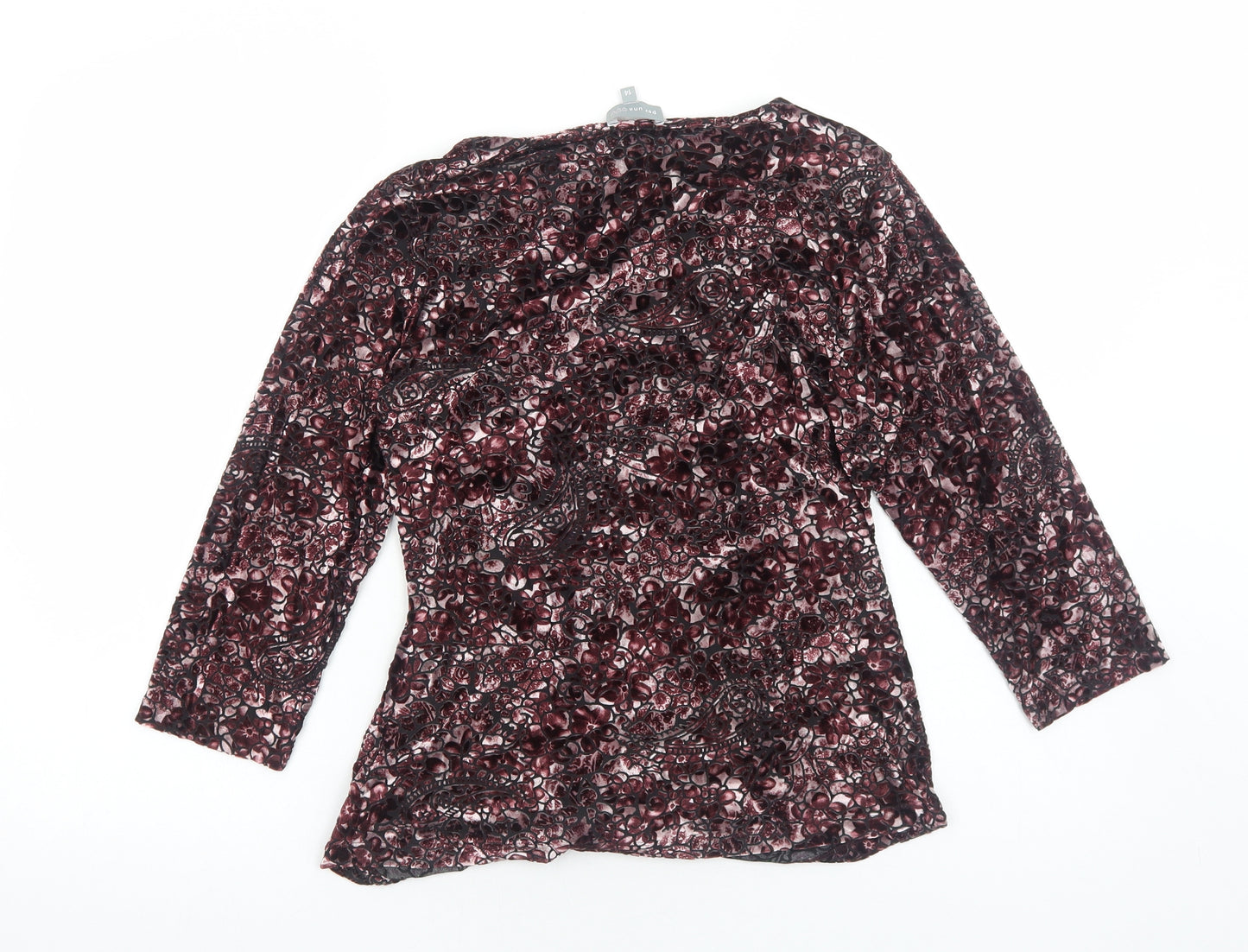Per Una Womens Purple Paisley Polyester Basic Blouse Size 14 V-Neck - Ruched Detail