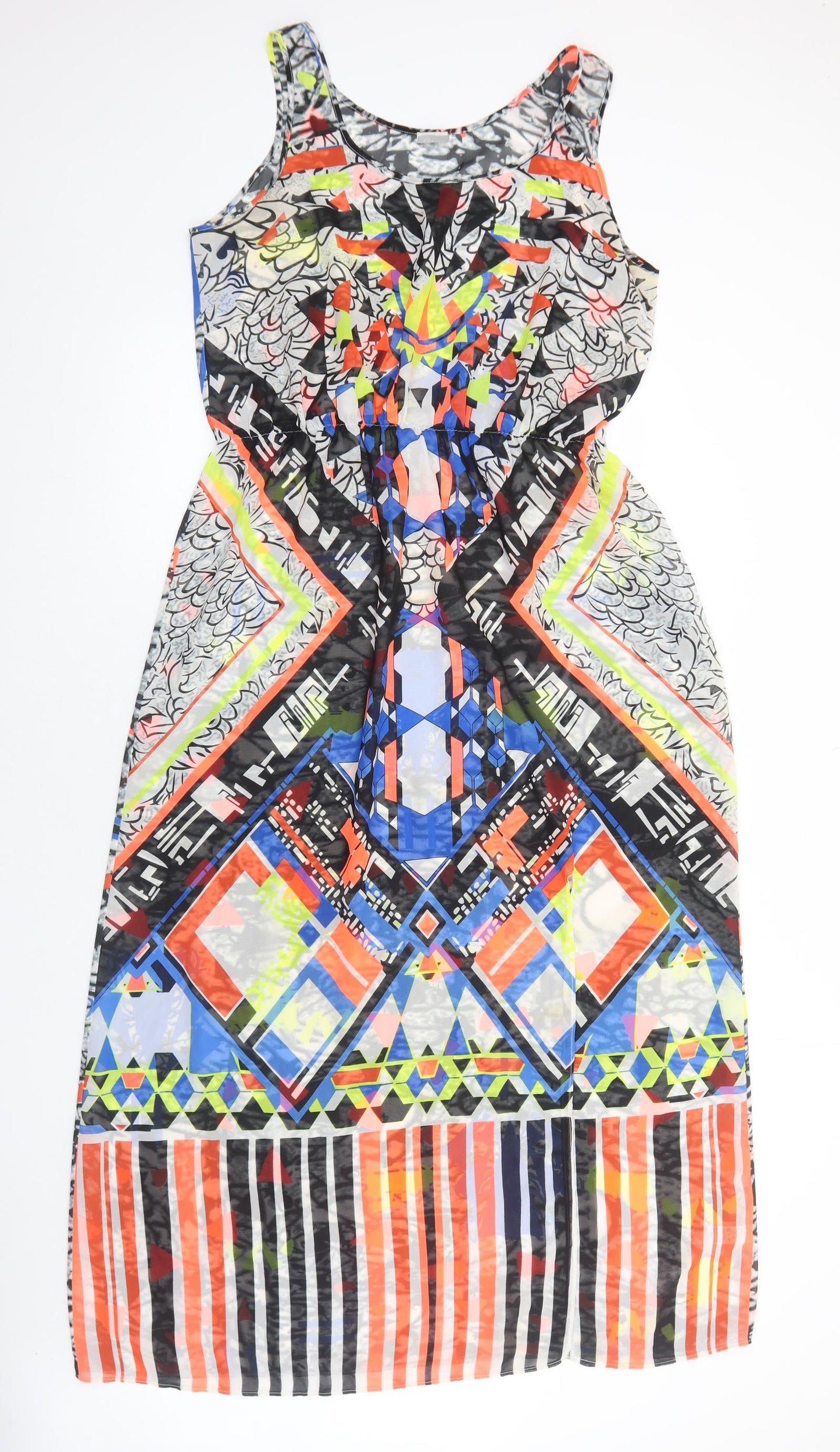 George Womens Multicoloured Geometric Polyester Maxi Size 18 Boat Neck Pullover