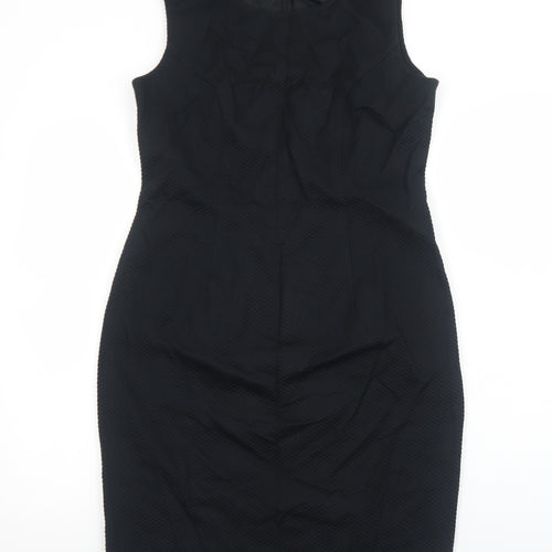 Simon Ellis Womens Black Polyester Shift Size 14 Scoop Neck Zip