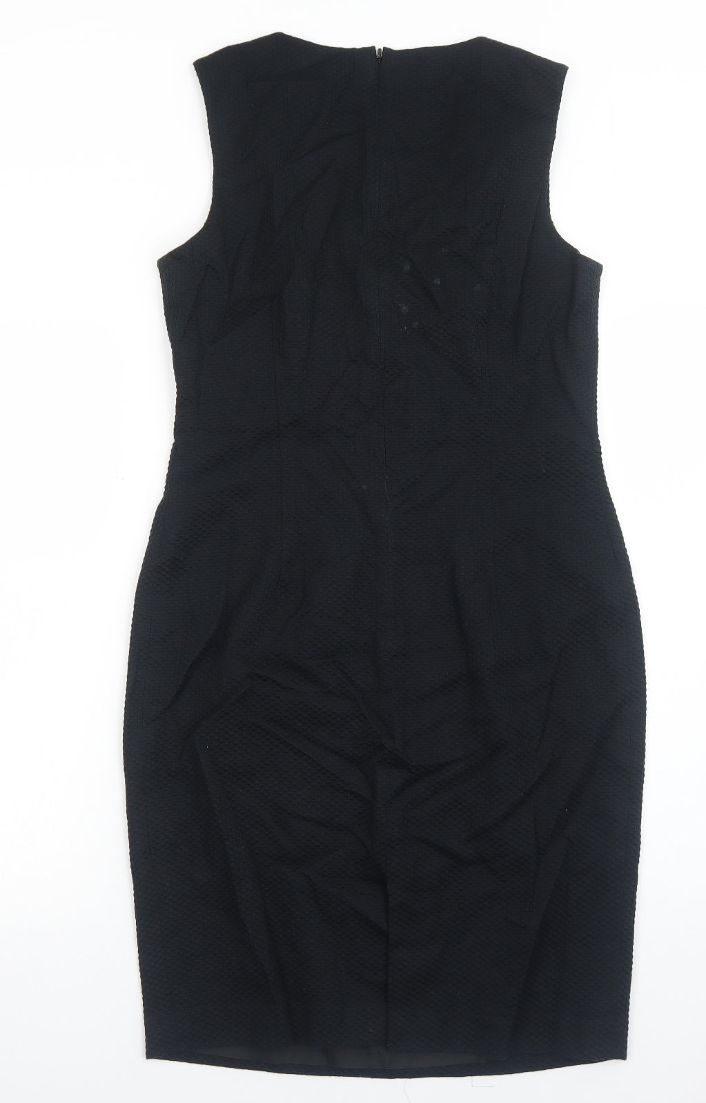 Simon Ellis Womens Black Polyester Shift Size 14 Scoop Neck Zip