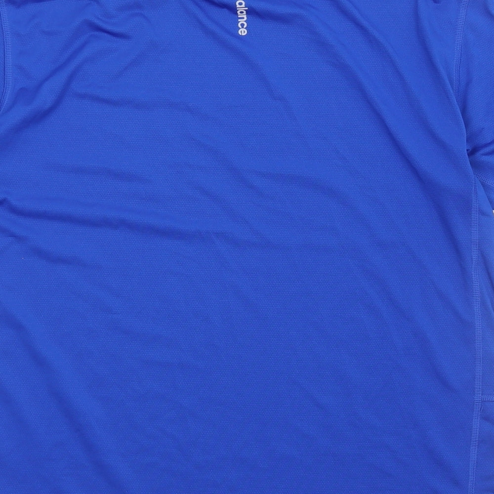 New Balance Mens Blue Polyester Basic T-Shirt Size M Round Neck Pullover