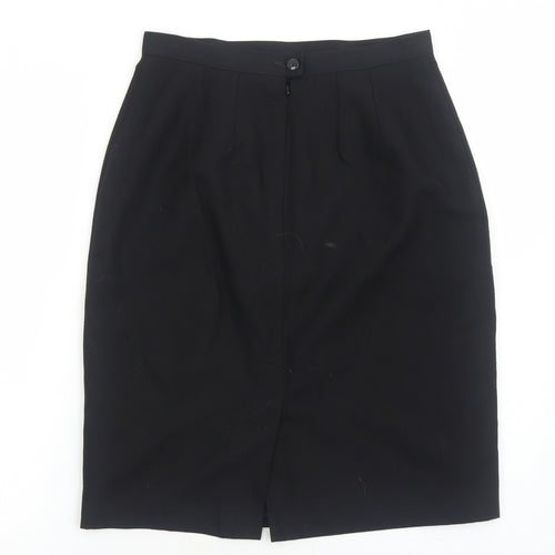Marks and Spencer Womens Black Viscose Straight & Pencil Skirt Size 12 Zip