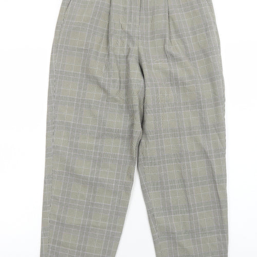 Warehouse Womens Beige Plaid Polyester Trousers Size 8 Regular Zip