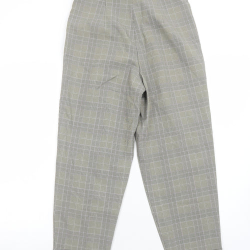 Warehouse Womens Beige Plaid Polyester Trousers Size 8 Regular Zip