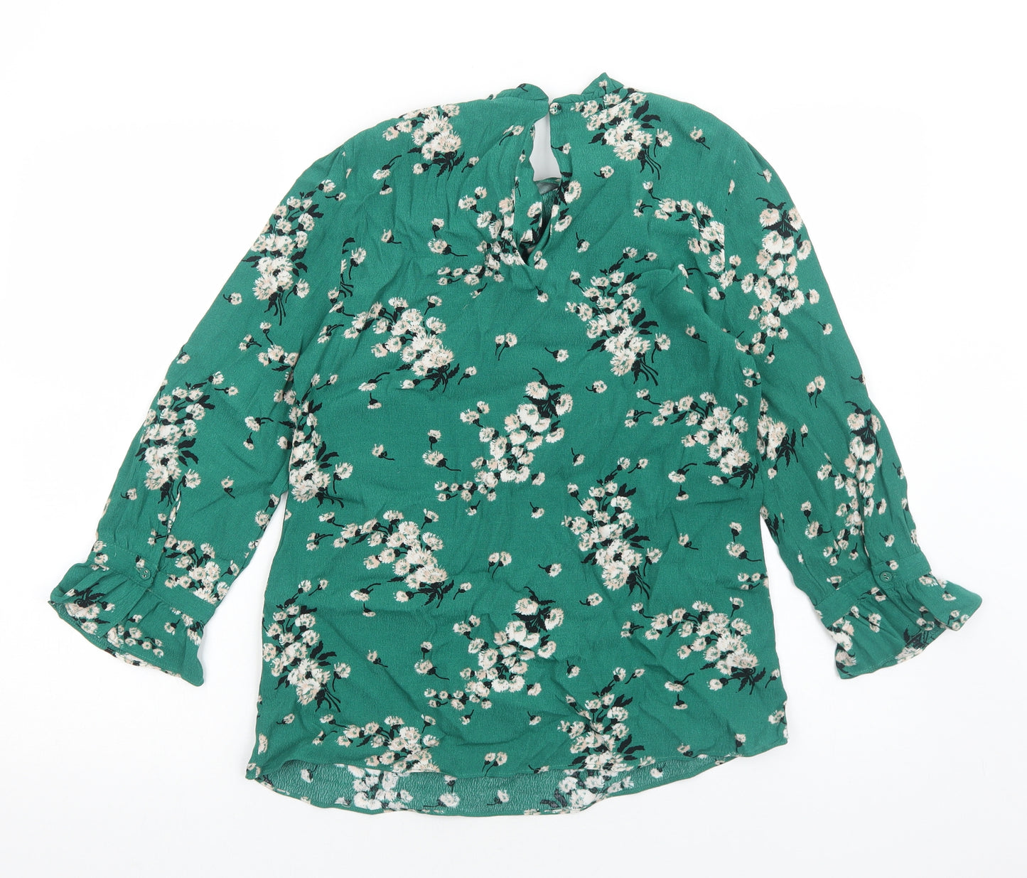 Oasis Womens Green Fair Isle Viscose Basic Blouse Size 8 Scoop Neck
