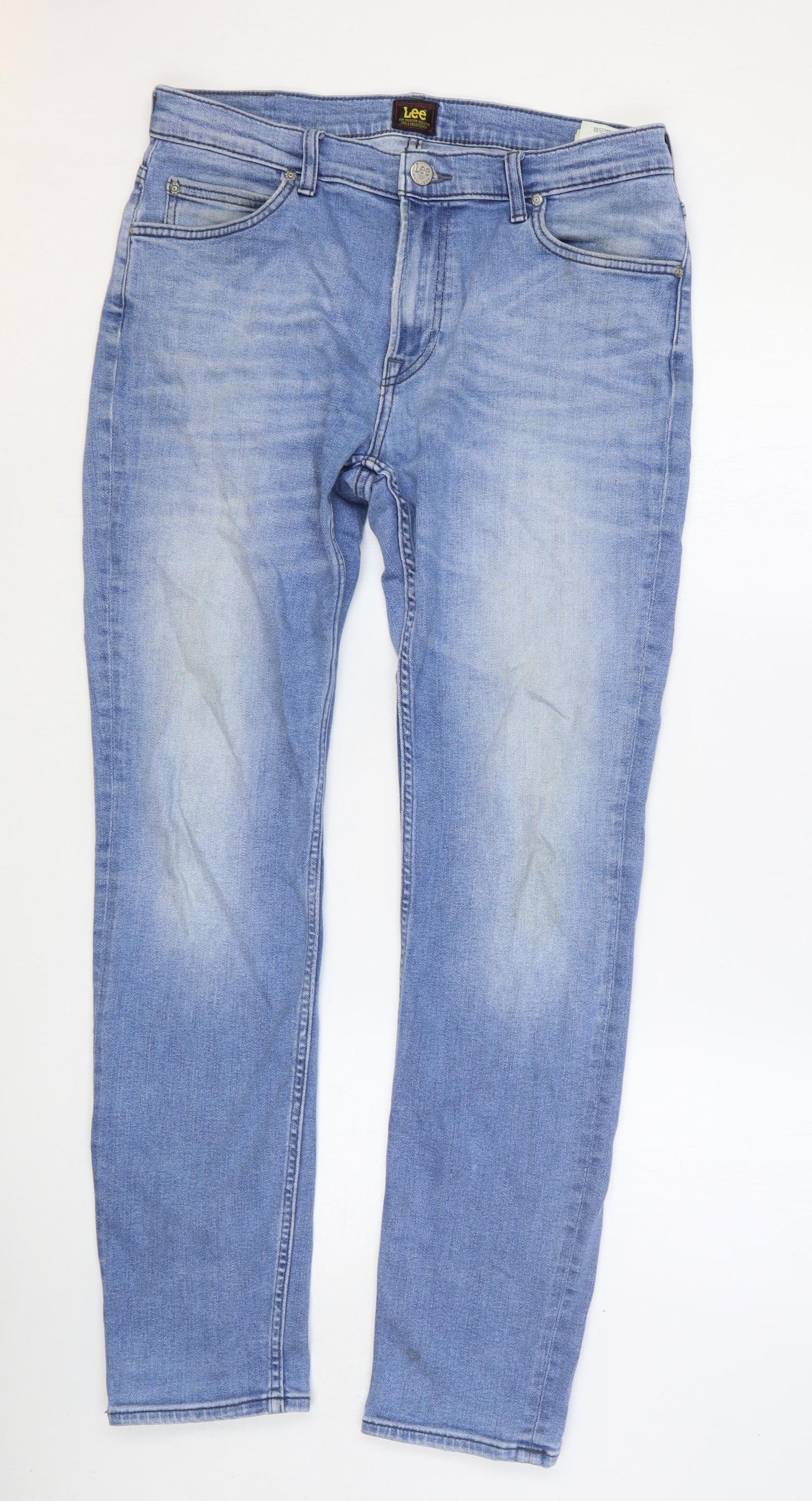 Lee Mens Blue Cotton Skinny Jeans Size 33 in Regular Button