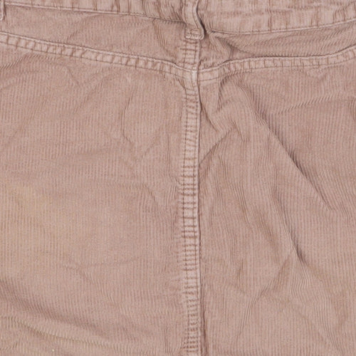 Topshop Womens Pink Cotton Straight & Pencil Skirt Size 8 Button