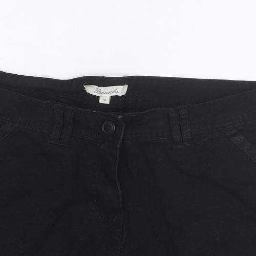 Peacocks Womens Black Cotton Basic Shorts Size 10 Regular Button
