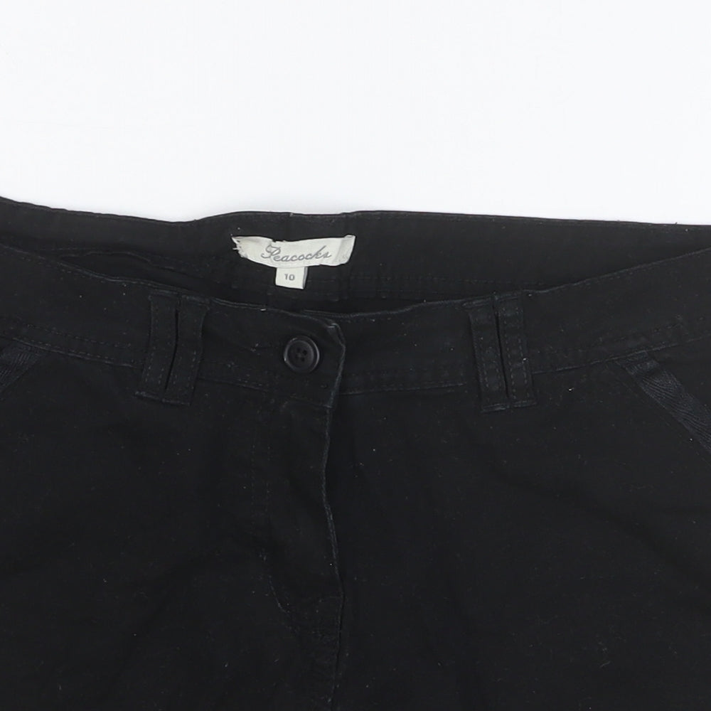 Peacocks Womens Black Cotton Basic Shorts Size 10 Regular Button