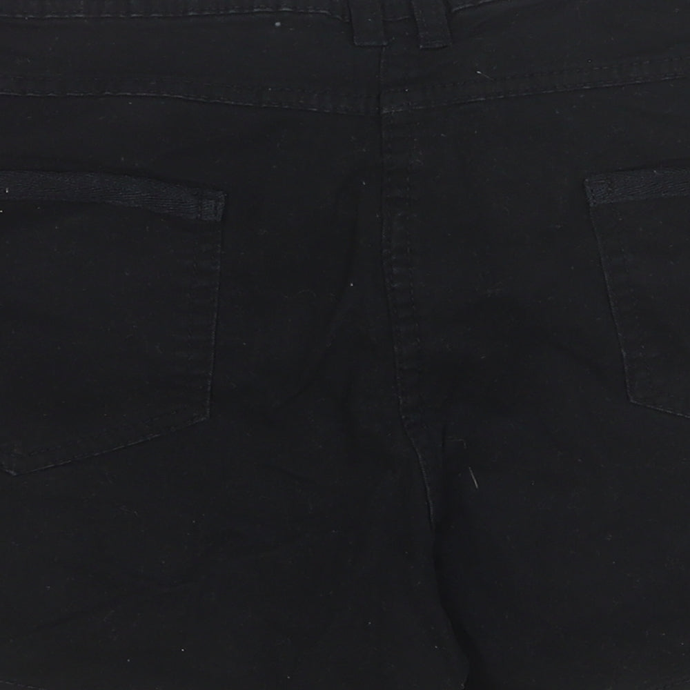 Peacocks Womens Black Cotton Basic Shorts Size 10 Regular Button