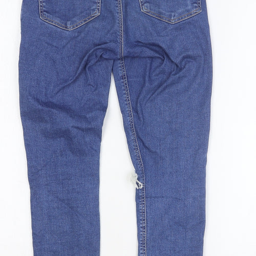 Topshop Womens Blue Cotton Skinny Jeans Size 28 Extra-Slim Button