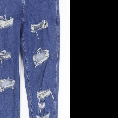 Topshop Womens Blue Cotton Skinny Jeans Size 28 Extra-Slim Button