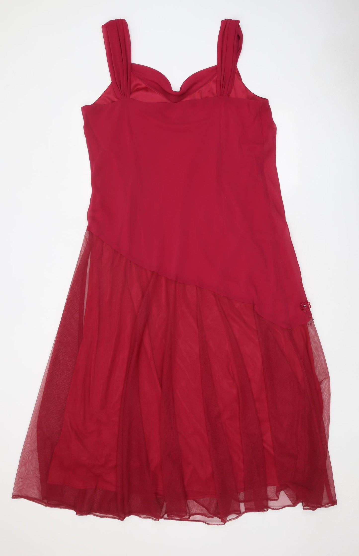 DAVID EMANUEL Womens Red Polyester Ball Gown Size 20 Scoop Neck Pullover