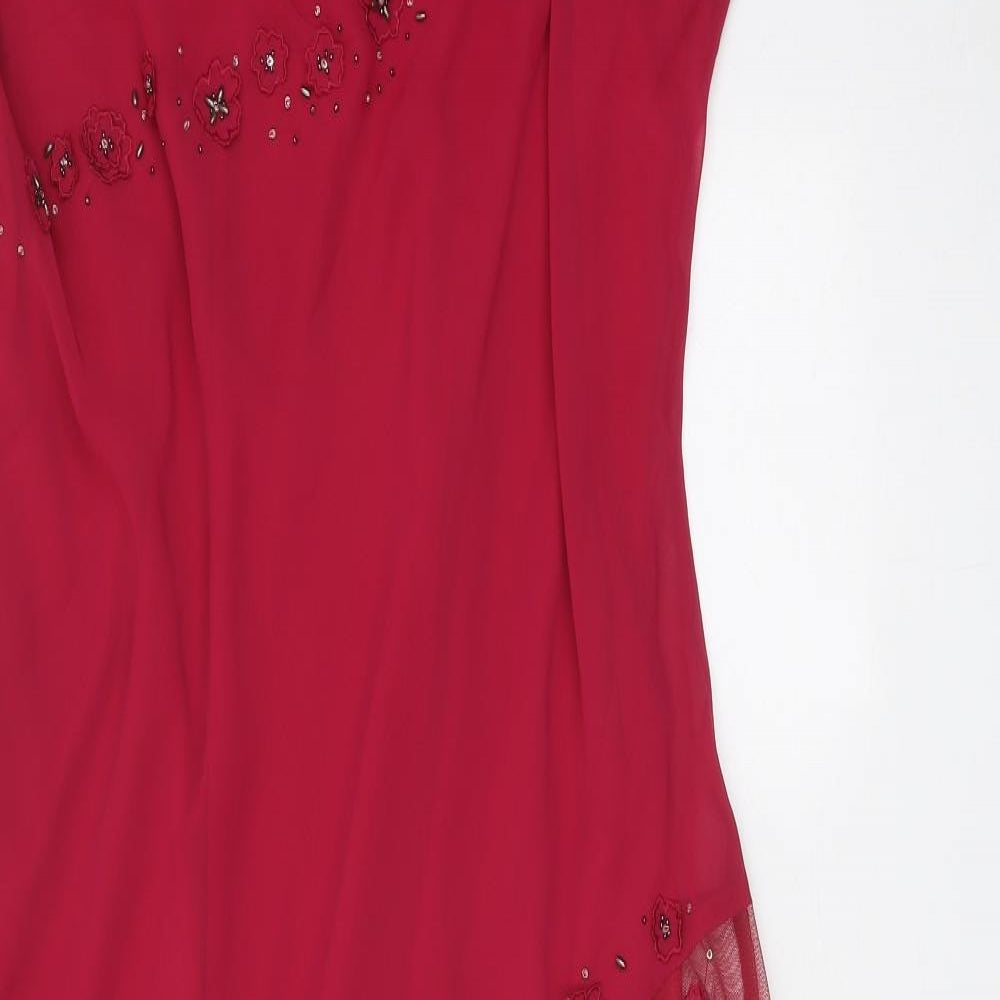 DAVID EMANUEL Womens Red Polyester Ball Gown Size 20 Scoop Neck Pullover