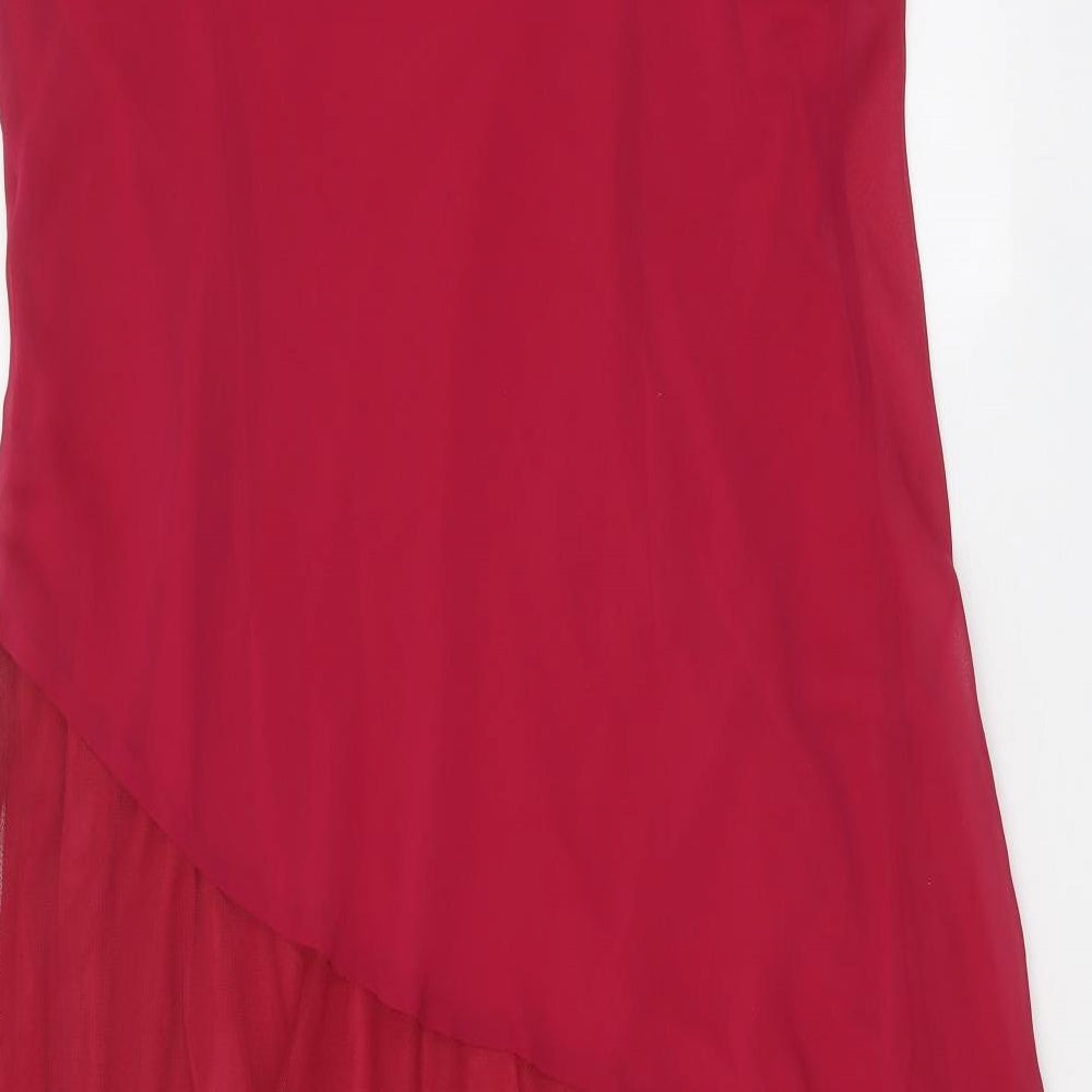 DAVID EMANUEL Womens Red Polyester Ball Gown Size 20 Scoop Neck Pullover