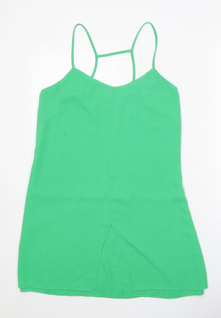 Topshop Womens Green Polyester Camisole Tank Size 10 V-Neck
