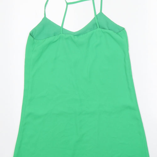Topshop Womens Green Polyester Camisole Tank Size 10 V-Neck