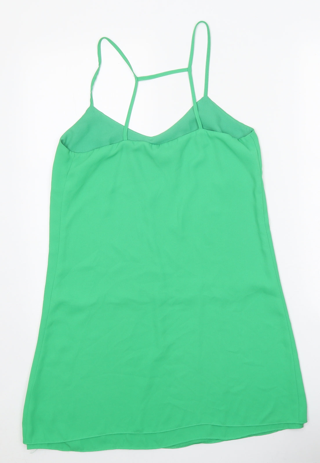 Topshop Womens Green Polyester Camisole Tank Size 10 V-Neck