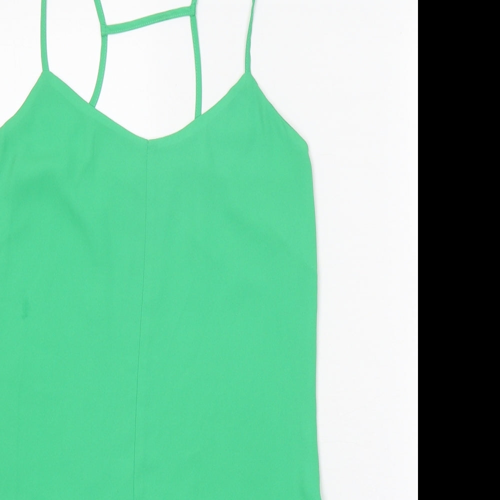 Topshop Womens Green Polyester Camisole Tank Size 10 V-Neck