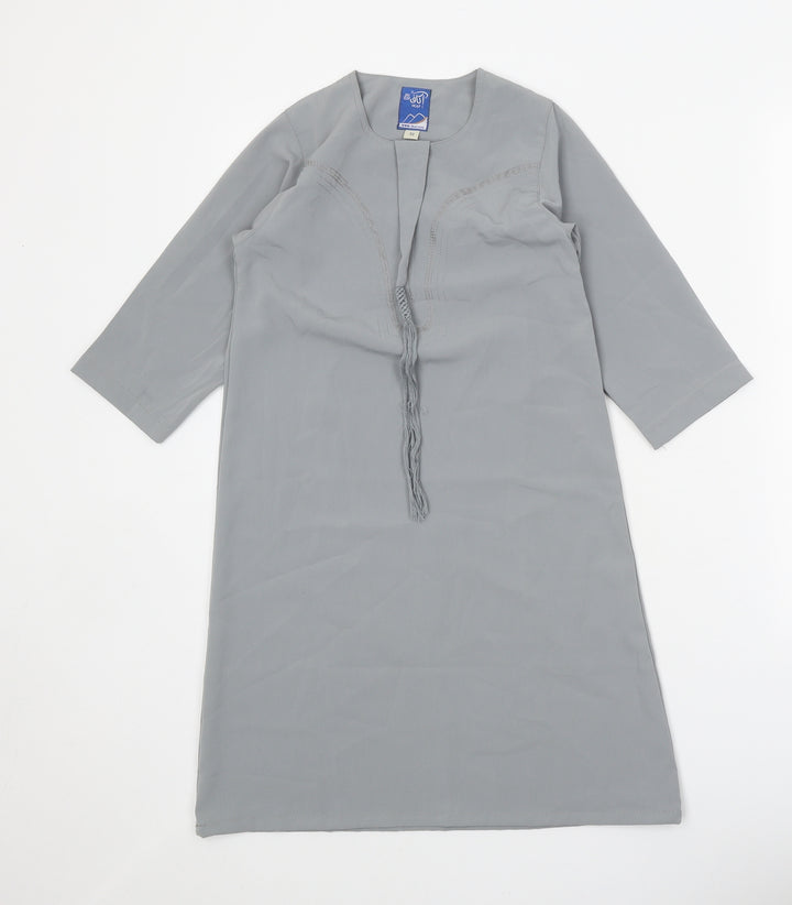 Ikaf Womens Grey Polyester Shift Size 4 Scoop Neck Pullover