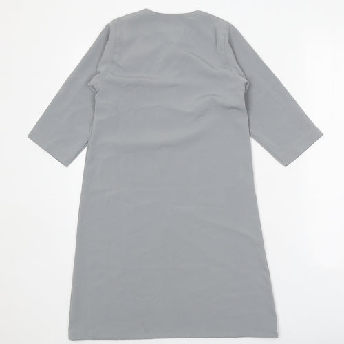 Ikaf Womens Grey Polyester Shift Size 4 Scoop Neck Pullover