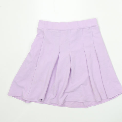 Spotted Womens Purple Polyester Pleated Skirt Size M