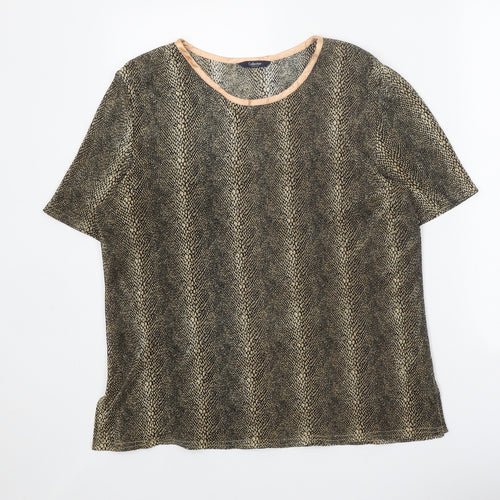 Debenhams Womens Gold Animal Print Polyester Basic T-Shirt Size 16 Round Neck - Snake Print
