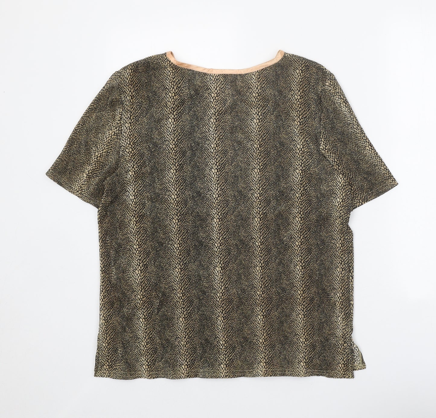 Debenhams Womens Gold Animal Print Polyester Basic T-Shirt Size 16 Round Neck - Snake Print
