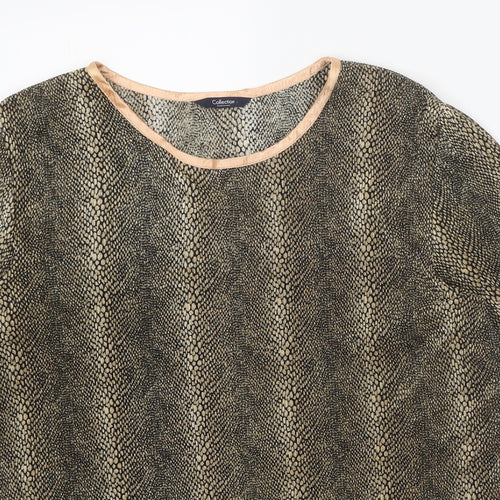 Debenhams Womens Gold Animal Print Polyester Basic T-Shirt Size 16 Round Neck - Snake Print
