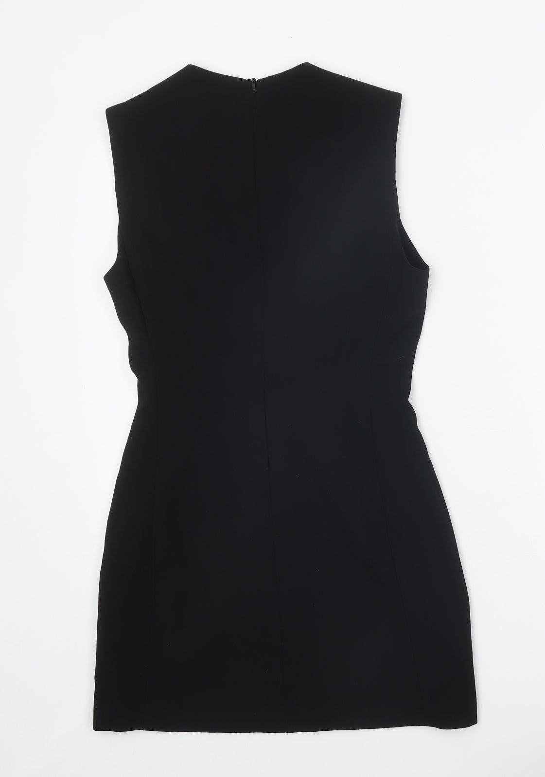Zara Womens Black Polyester Pencil Dress Size S Scoop Neck Zip