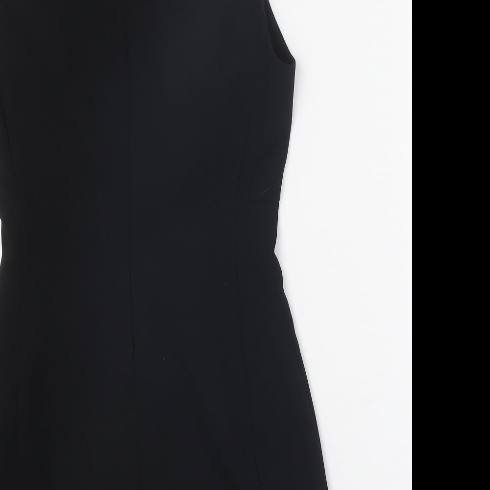 Zara Womens Black Polyester Pencil Dress Size S Scoop Neck Zip