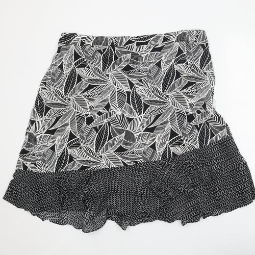 Bonmarché Womens Black Geometric Polyester Swing Skirt Size 41 in