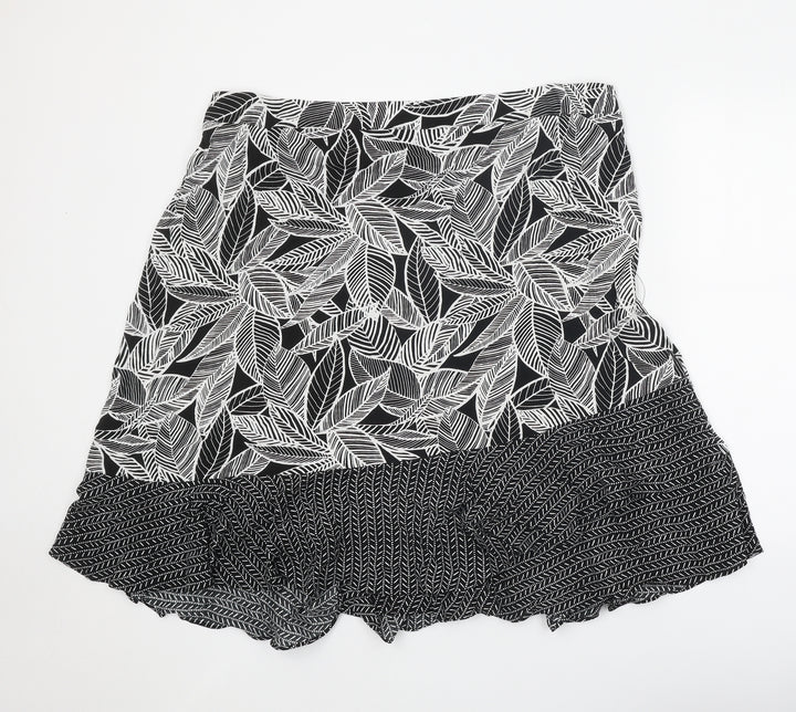 Bonmarché Womens Black Geometric Polyester Swing Skirt Size 41 in