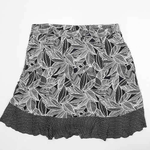Bonmarché Womens Black Geometric Polyester Swing Skirt Size 41 in