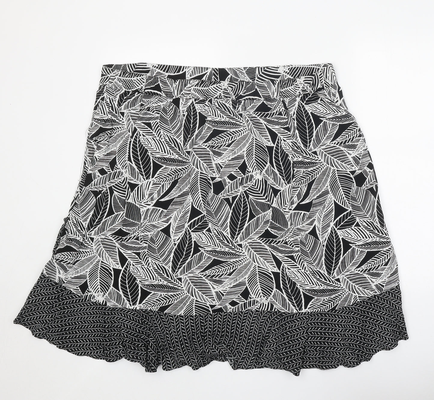 Bonmarché Womens Black Geometric Polyester Swing Skirt Size 41 in