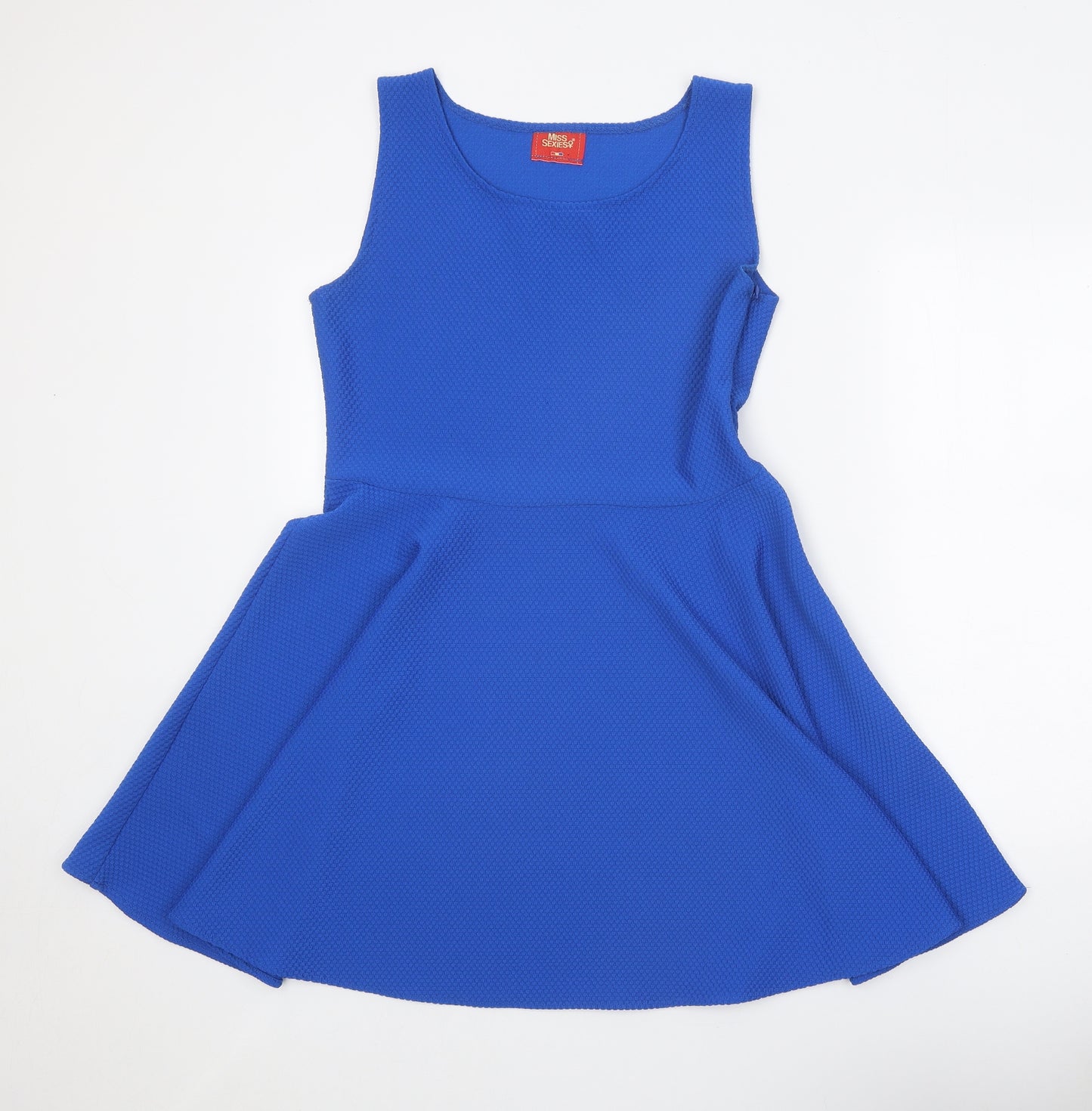 Miss Sexies Womens Blue Polyester Skater Dress Size 14 Scoop Neck Zip