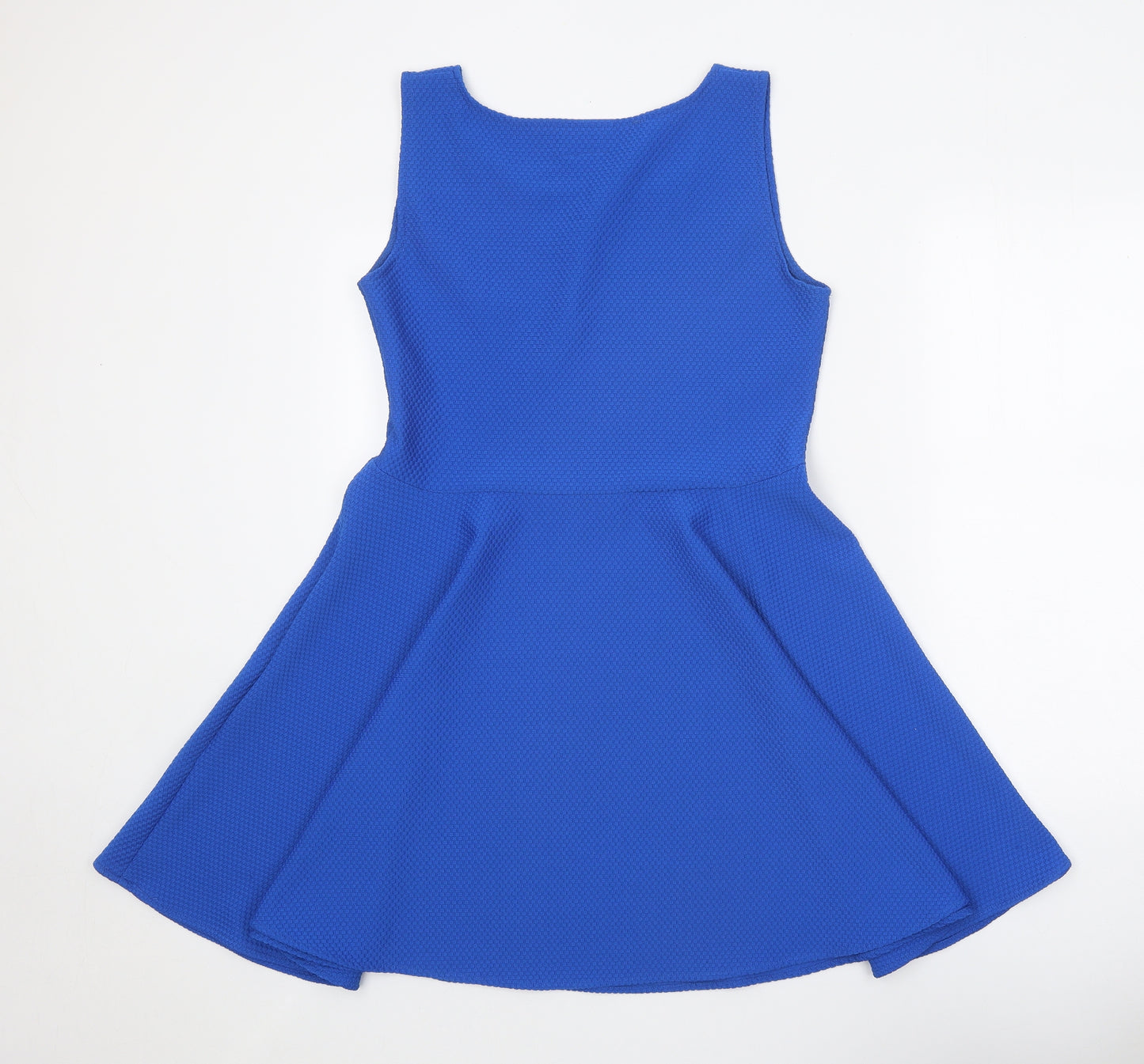 Miss Sexies Womens Blue Polyester Skater Dress Size 14 Scoop Neck Zip