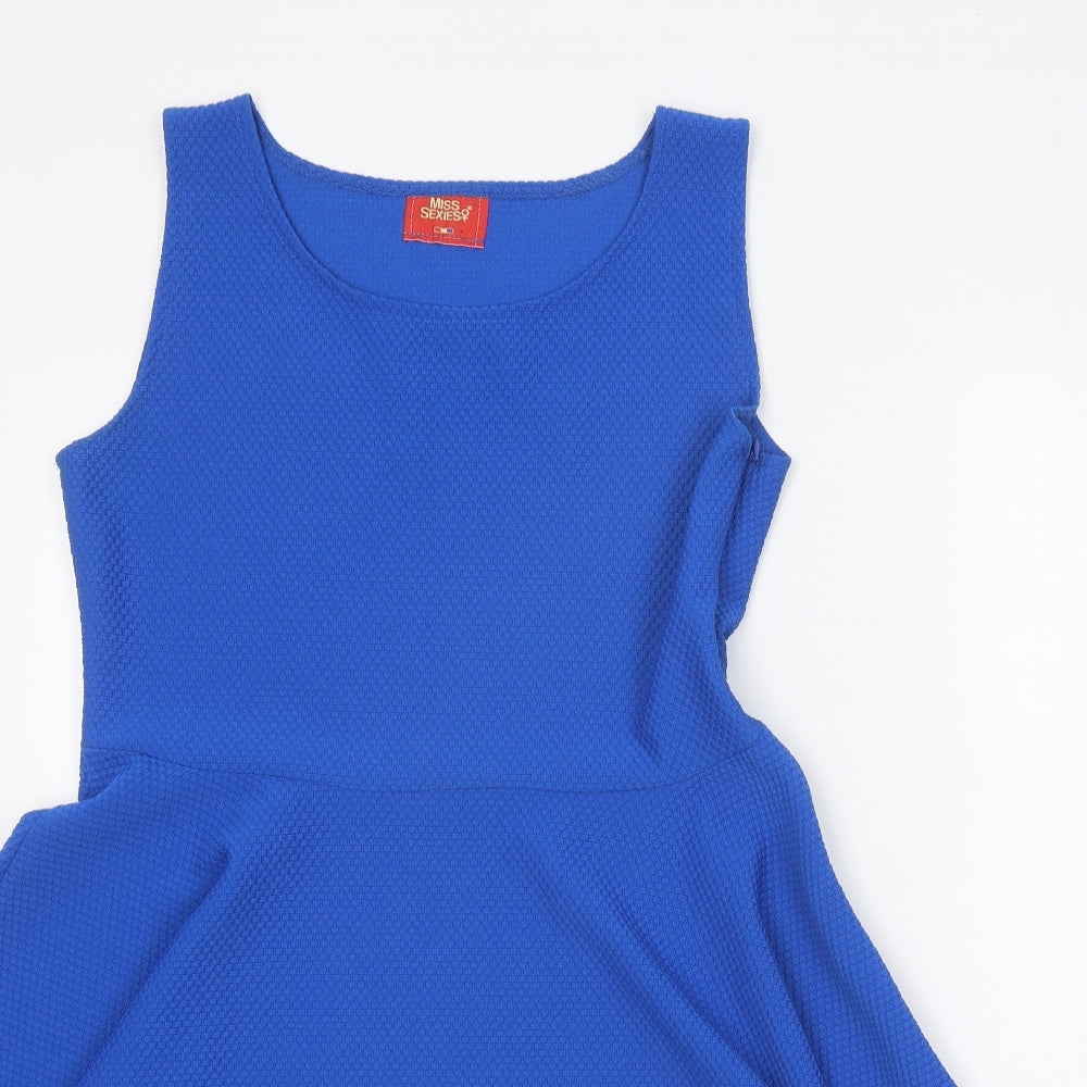 Miss Sexies Womens Blue Polyester Skater Dress Size 14 Scoop Neck Zip