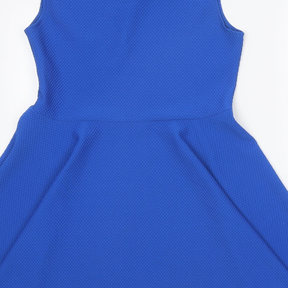 Miss Sexies Womens Blue Polyester Skater Dress Size 14 Scoop Neck Zip