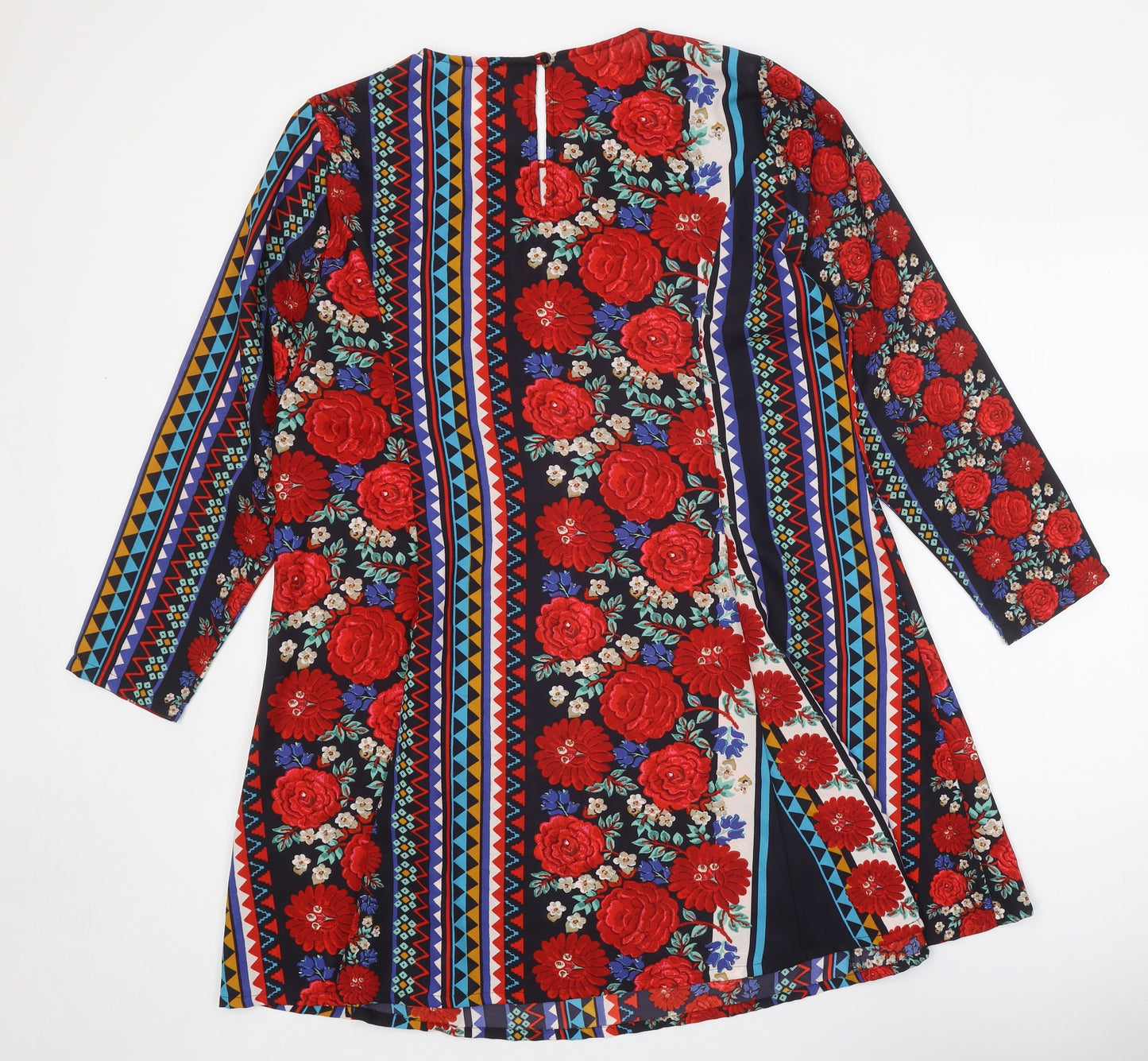 Simply Be Womens Multicoloured Geometric Polyester Shift Size 20 Scoop Neck Button