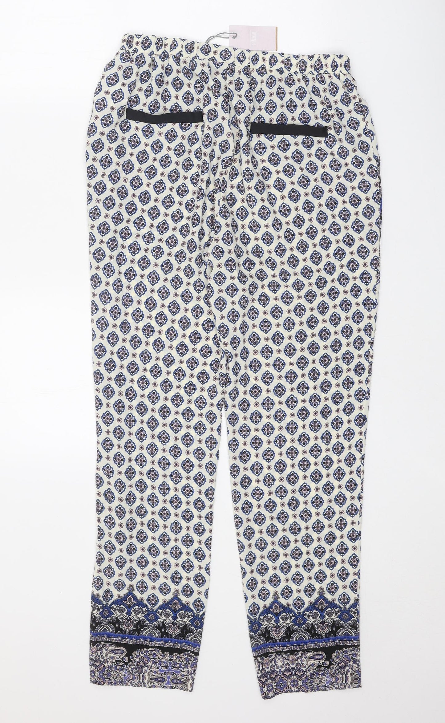 Individual Womens Beige Paisley Polyester Trousers Size 10 Regular