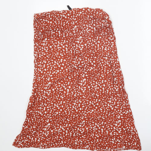All About Eve Womens Orange Geometric Viscose Peasant Skirt Size 12 Zip
