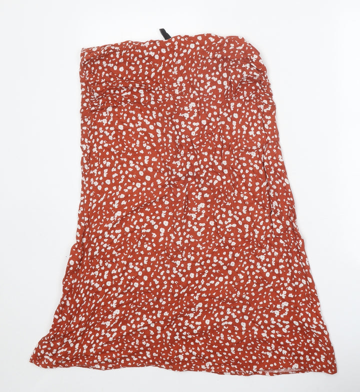 All About Eve Womens Orange Geometric Viscose Peasant Skirt Size 12 Zip