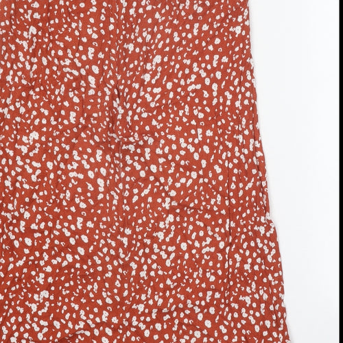 All About Eve Womens Orange Geometric Viscose Peasant Skirt Size 12 Zip
