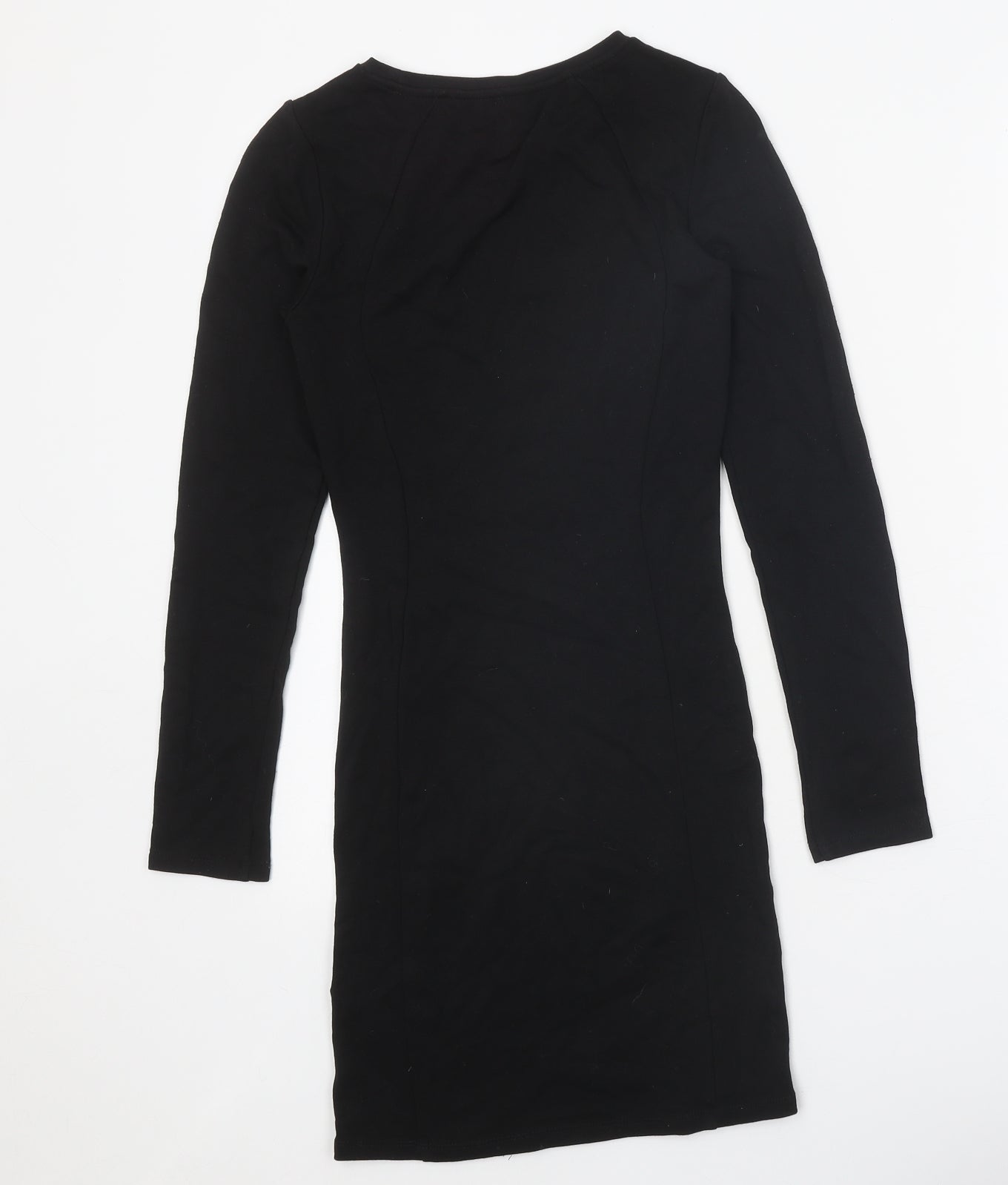 Divided Womens Black Geometric Viscose Bodycon Size 8 Boat Neck Pullover